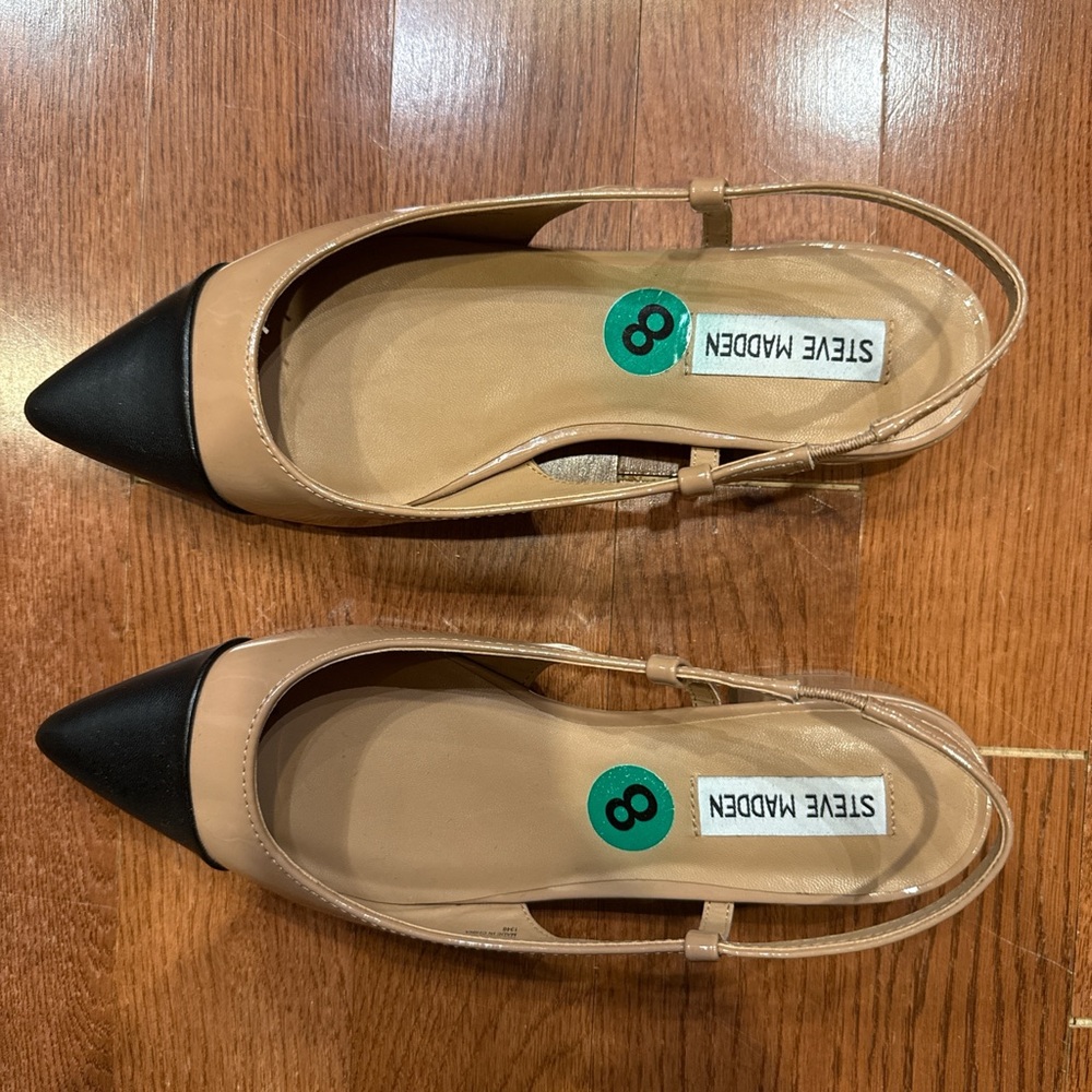 Steve Madden Women's Tan and Black Slingback Heels